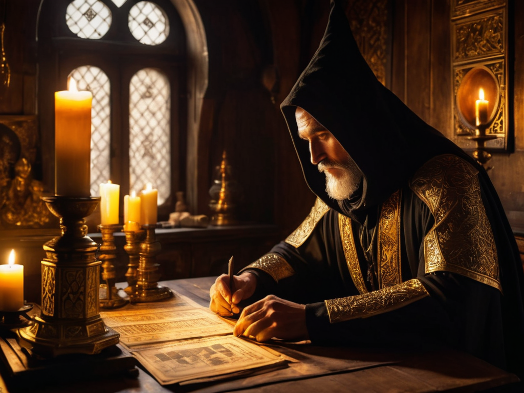 The Wizard at his ledger